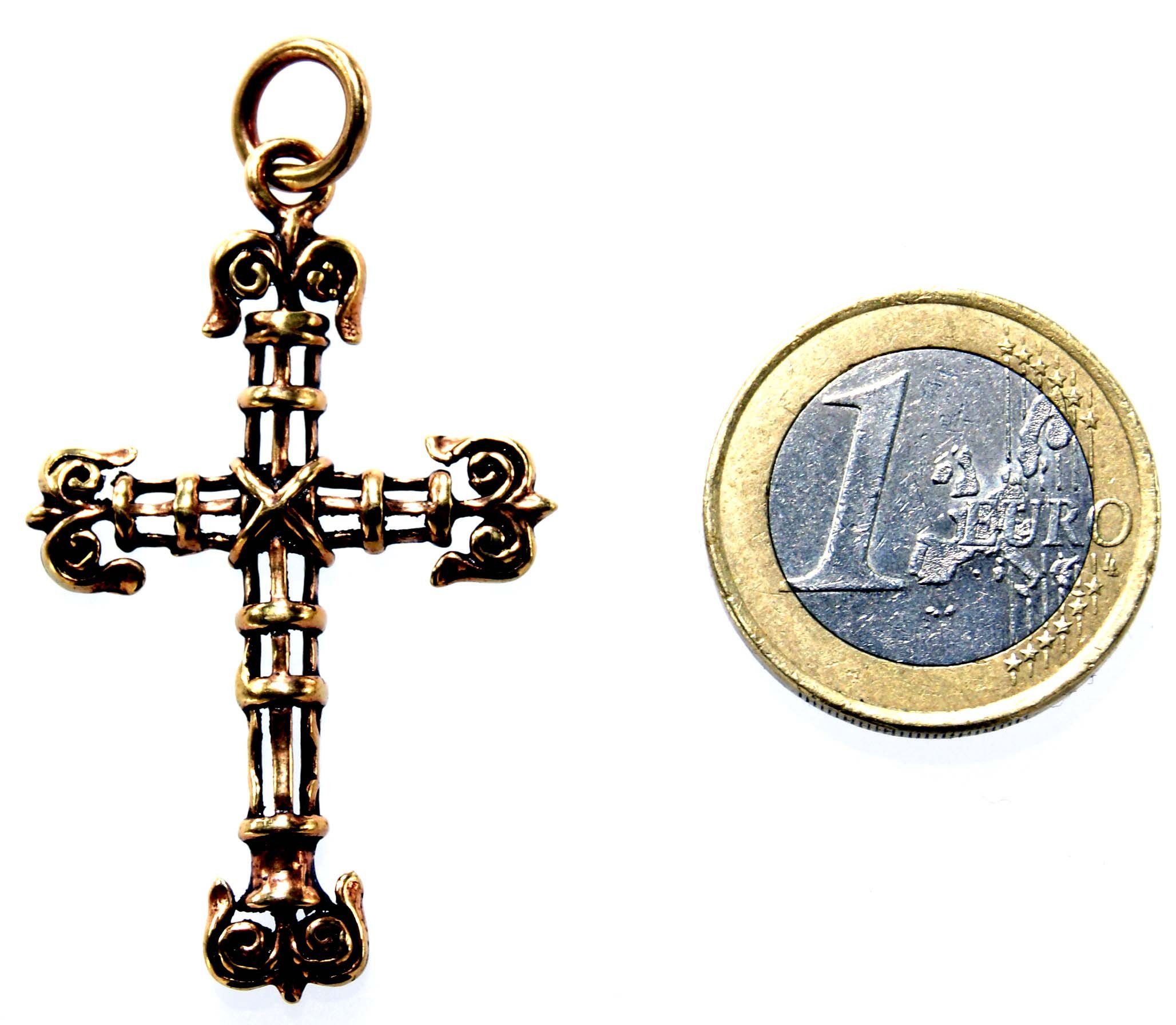 Bronze Kiss Cross Leather Kreuz Mittelalter of Kettenanhänger Anhänger Design verspieltes