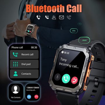 AOYATE Smartwatch, Damen Herren Uhren Watch für Android IOS, Smartwatch (Fitnessuhr mit Telefonfunktion 1,83" HD Voll Touchscreen Zoll, Smartwatch Fitness Tracker Uhr, IP68 Wasserdicht, Uhren Watch für Android IOS, Fitnessuhr Tracker mit Pulsmesser Schrittzähler Schlafmonitor Aktivitätstracker cm) 100+ Übungsmodis und 380 mAh Hohe Kapazität Akku