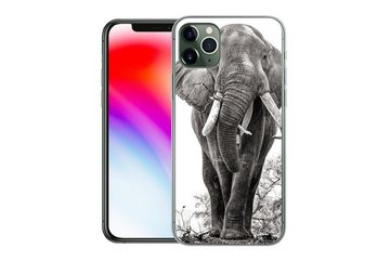 MuchoWow Handyhülle Elefant - Porträt - Tiere - Schwarz und weiß, Handyhülle Apple iPhone 11 Pro Max, Smartphone-Bumper, Print, Handy