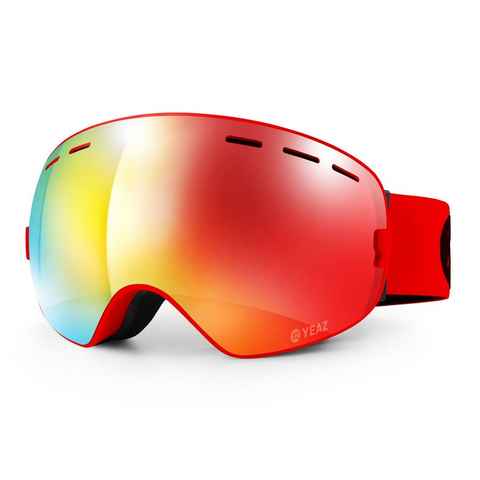 YEAZ Skibrille XTRM-SUMMIT ski- snowboardbrille mit rahmen rot, Premium-Ski- und Snowboardbrille für Erwachsene und Jugendliche