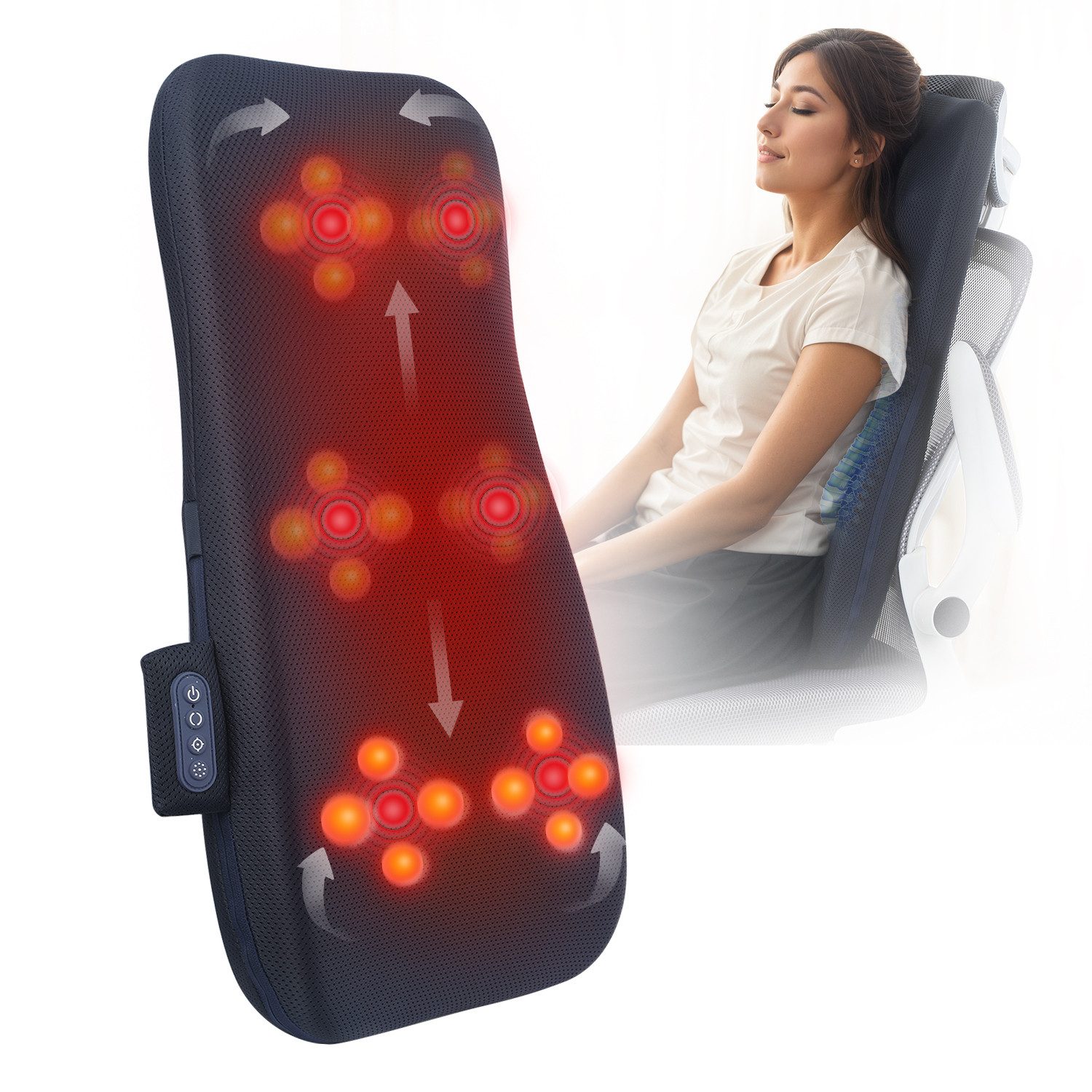 Massagegerät 4D Shiatsu Rückenmassagegerät mit Wärme, Massagekissen für Schulter