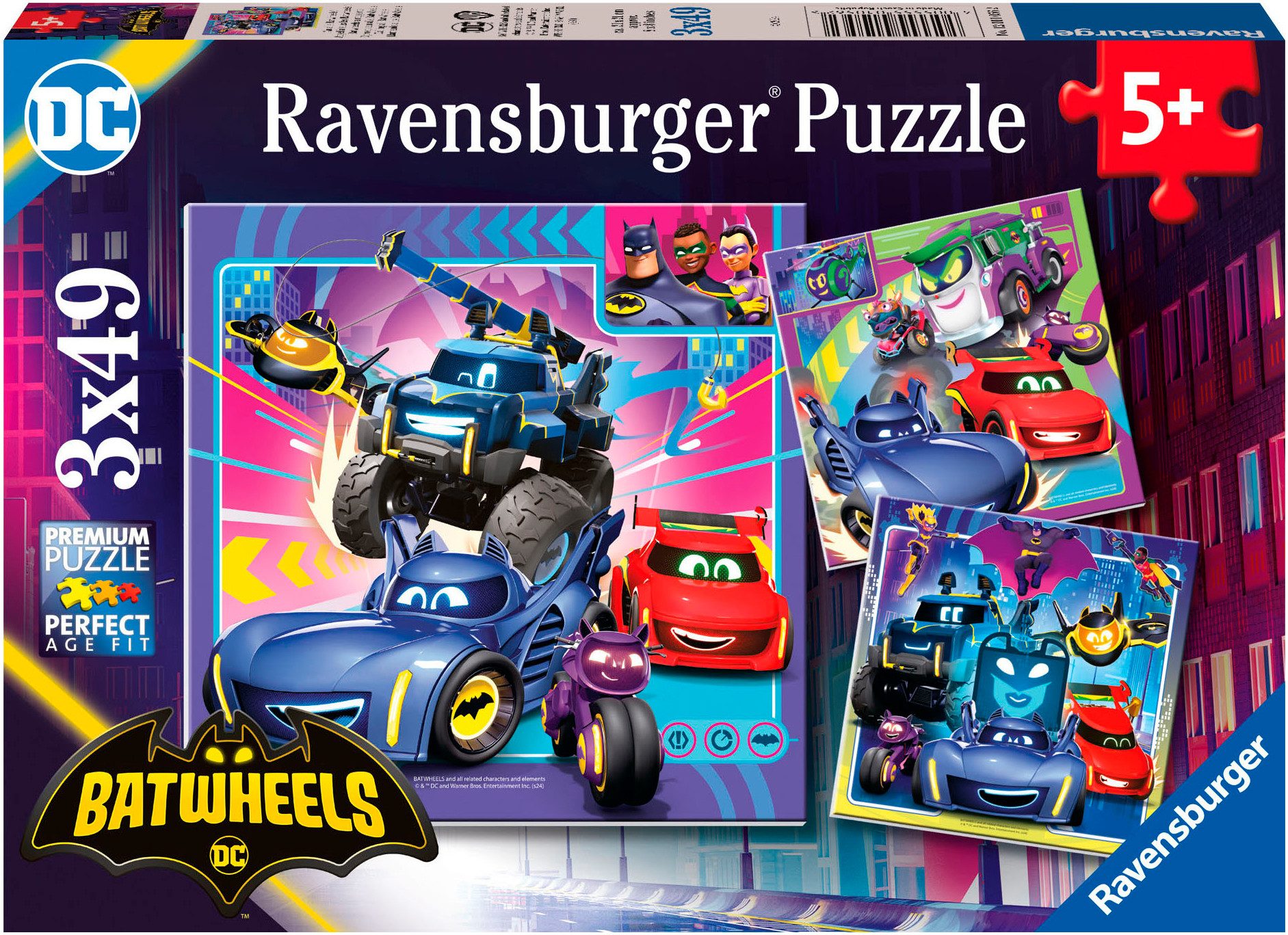 Ravensburger Puzzle An alle Batwheels!, 147 Puzzleteile, 3 x 49 Teile, Made günstig online kaufen
