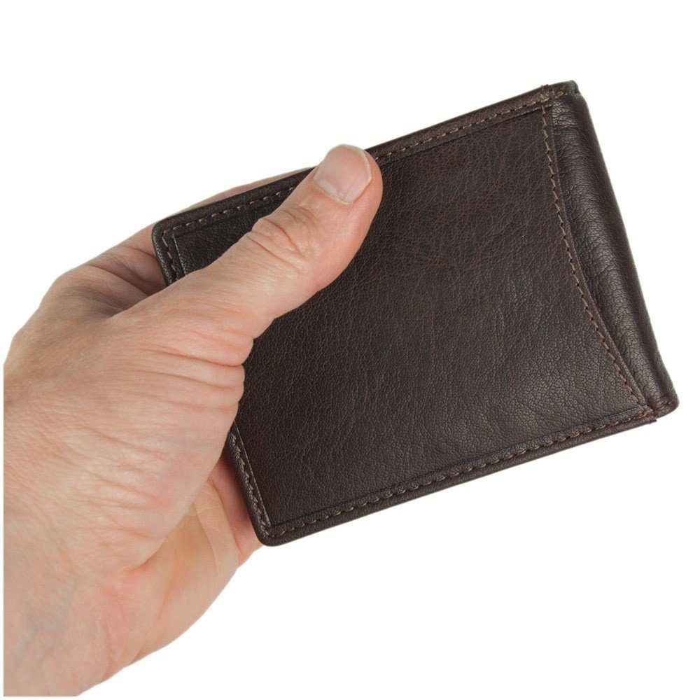 BRANCO Mini Geldbörse Geldklammer / Dollarclip-Geldbörse, Leder Braun, Bran günstig online kaufen