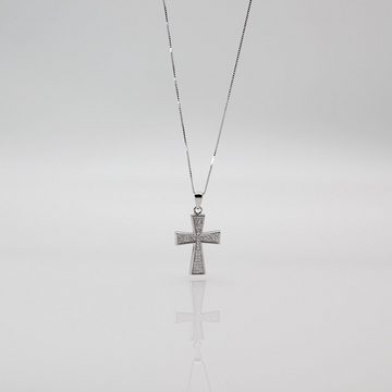 ELLAWIL Kreuzkette Silberkette Damen Kette mit Jesus Kreuz Anhänger Halskette Schmuck (Sterling Silber 925, Kettenlänge 45 cm), inklusive Geschenkschachtel