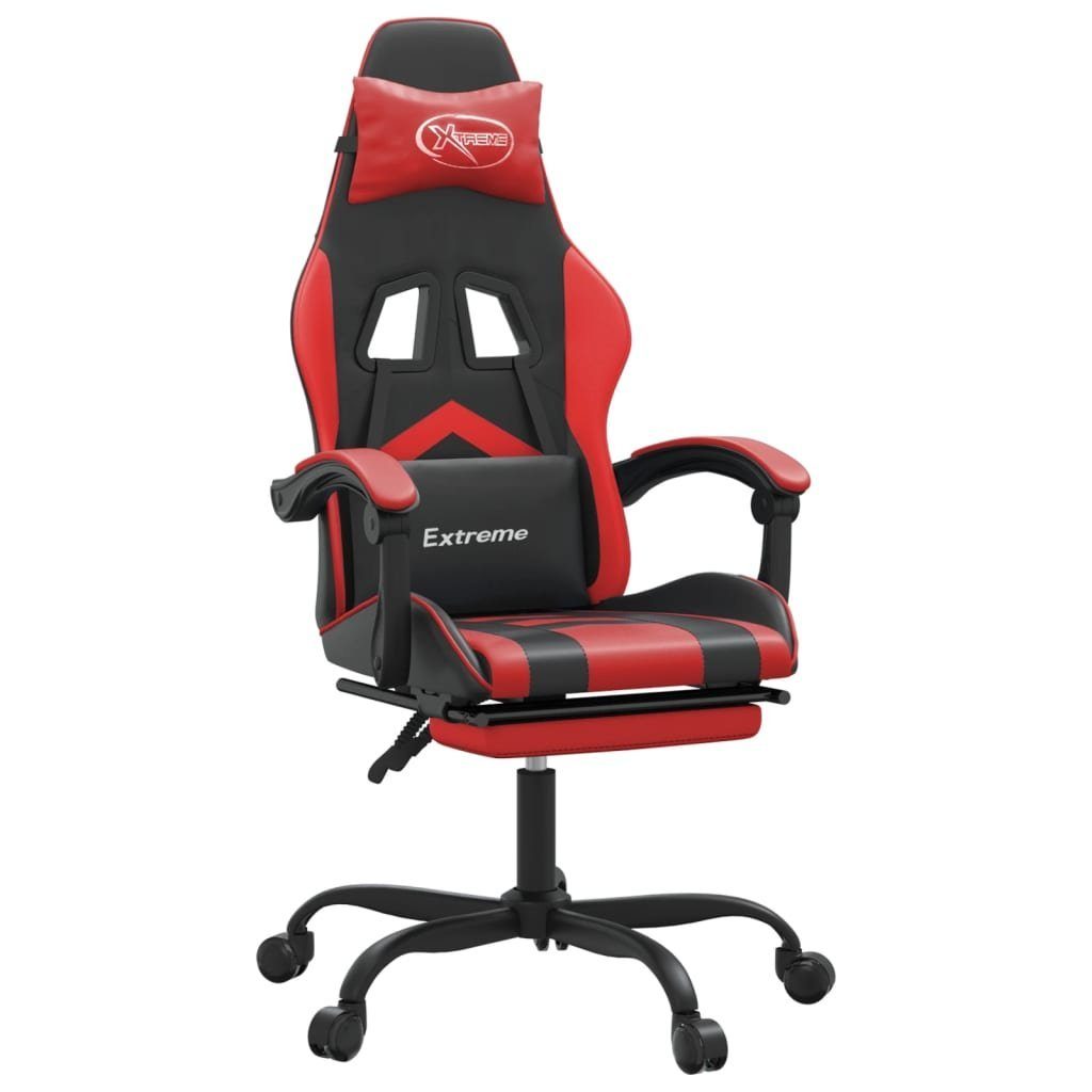 Drehbar vidaXL Schwarz Rot mit Fußstütze Gaming-Stuhl Kunstleder Computerstu Bürostuhl
