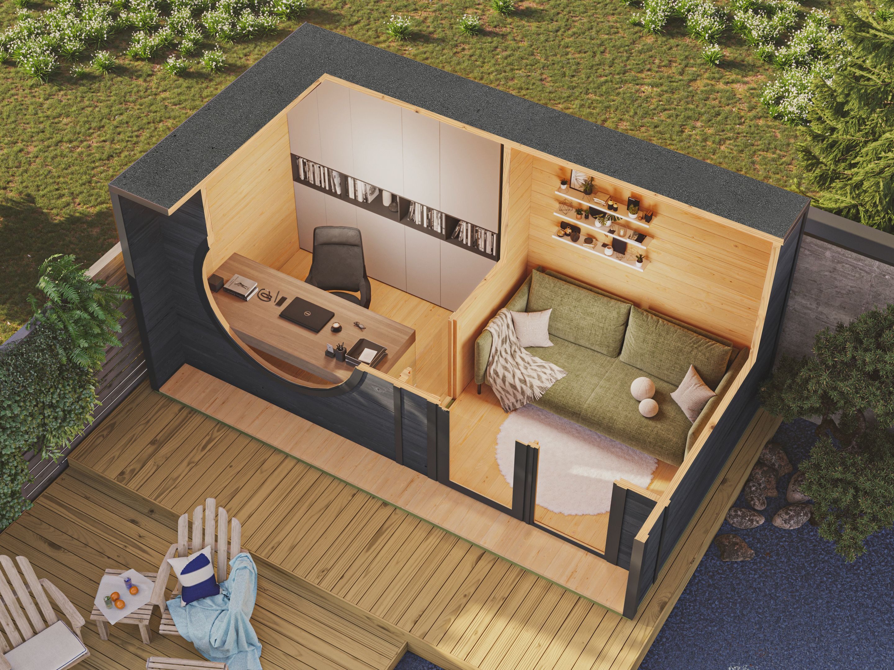 Fjordholz Gartenhaus Office Box Größe XL schwarz