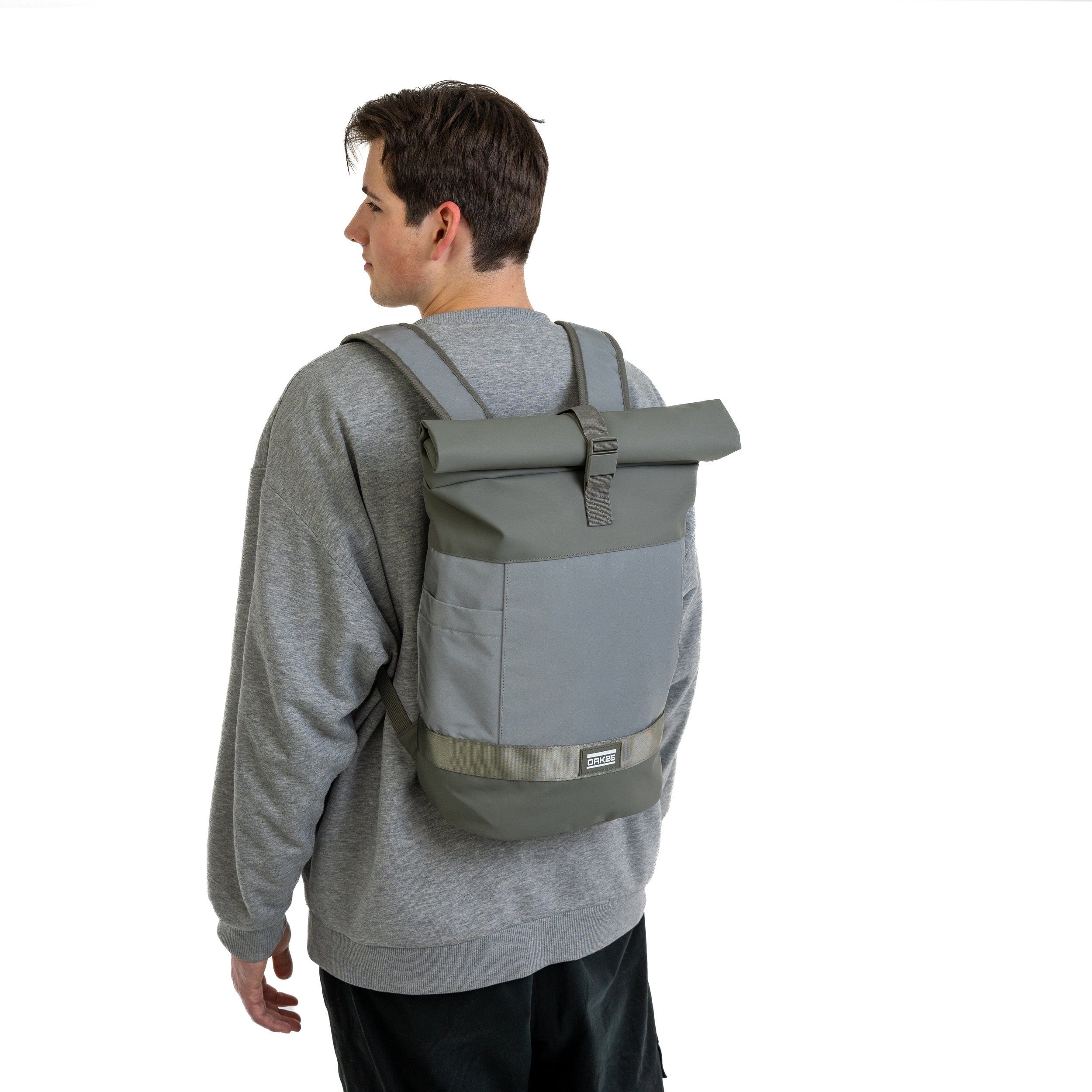 OAK25 Cityrucksack Commute M Rolltop Rucksack (1-tlg), Reflektierend, Wasserabweisend