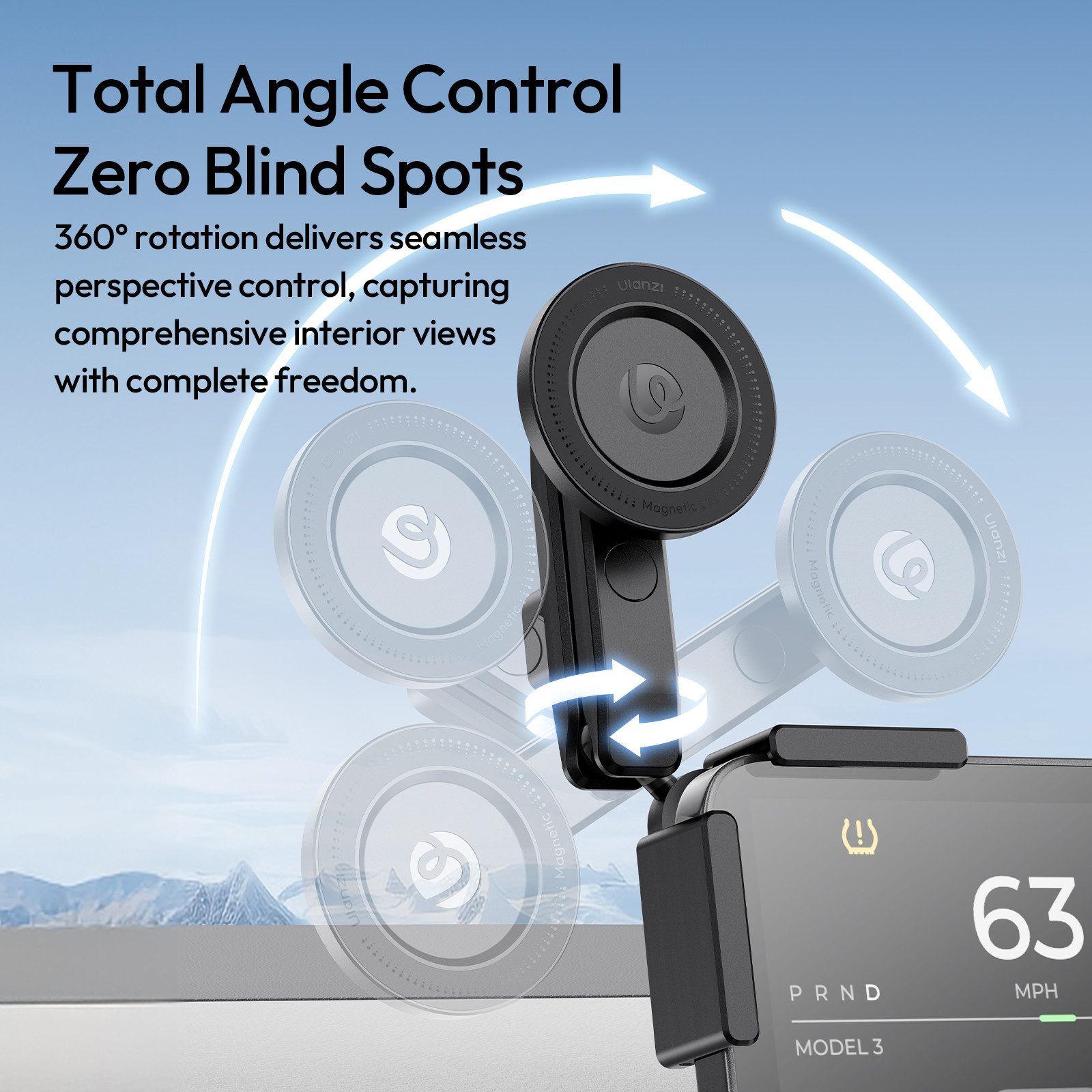 ULANZI Handy-Halterung Ulanzi SK28 360° Magnetische Handyhalterung für Tesla Model 3 / Y