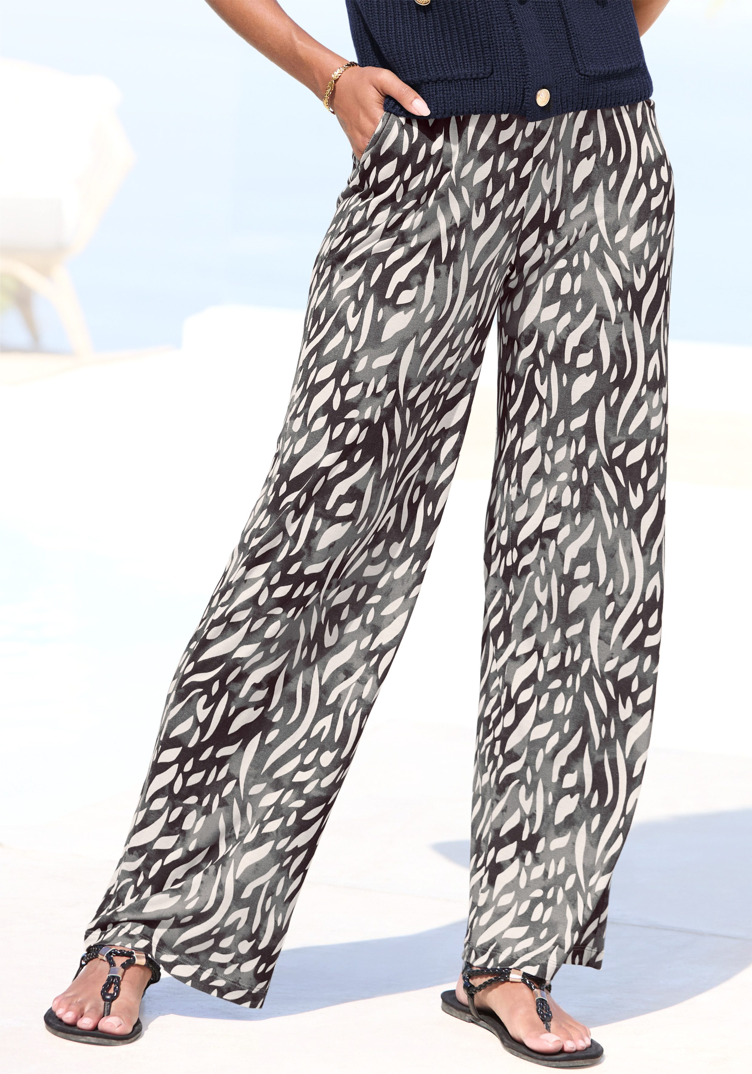 LASCANA Palazzohose aus Viskosejersey, Schlupfhose mit Alloverprint und Tas günstig online kaufen