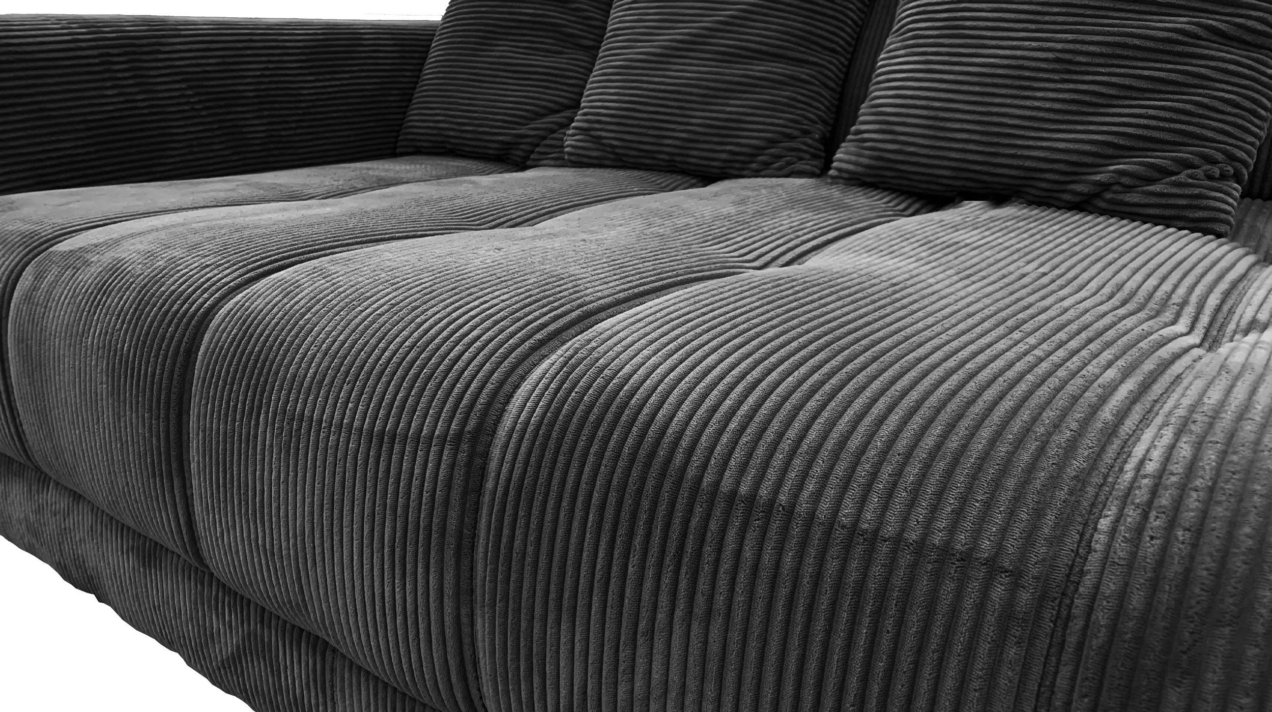 Massivart® Ecksofa Cord 300x215 cm / Nosagfederung / L-Form Cordsofa / ARTEMIS, inkl. Kissen-Set · frei im Raum stellbar – Bild 5 von 5