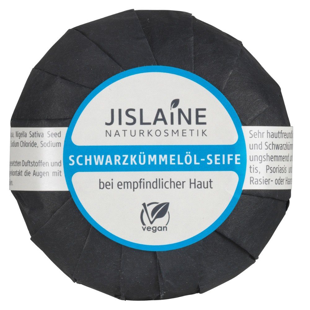 Jislaine Feste Duschseife Schwarzkümmelöl-Seife, Schwarz, 100 g