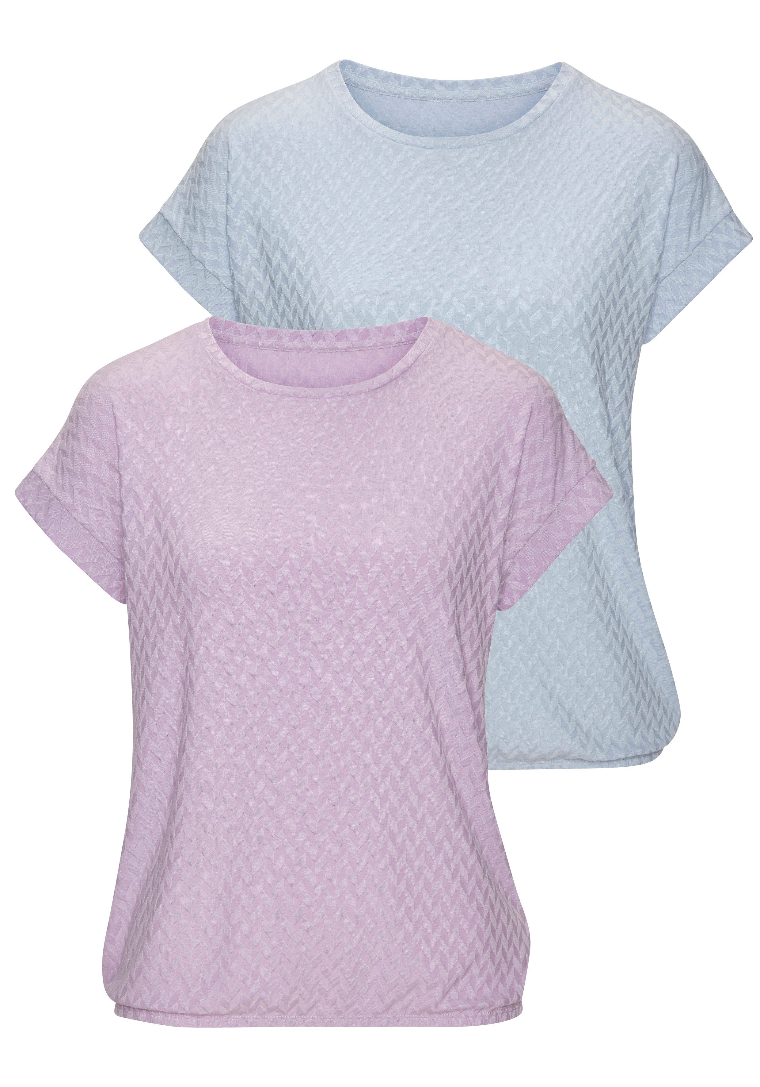 Vivance by Lascana Kurzarmshirt mit modischem Jacquard-Muster (Packung) Sommerliches T-Shirt mit schönem Jacquardmuster