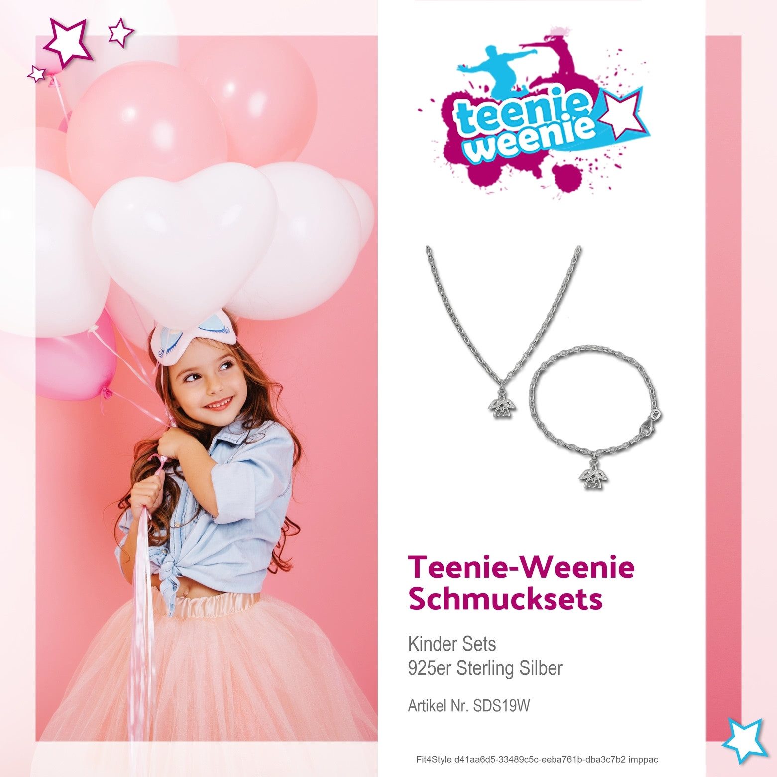 Teenie-Weenie Schmuckset Teenie-Weenie Engel Kette und Armband weiß (2-tlg., Schmucksets), Schmucksets Engel aus 925 Sterling Silber, Farbe: weiß