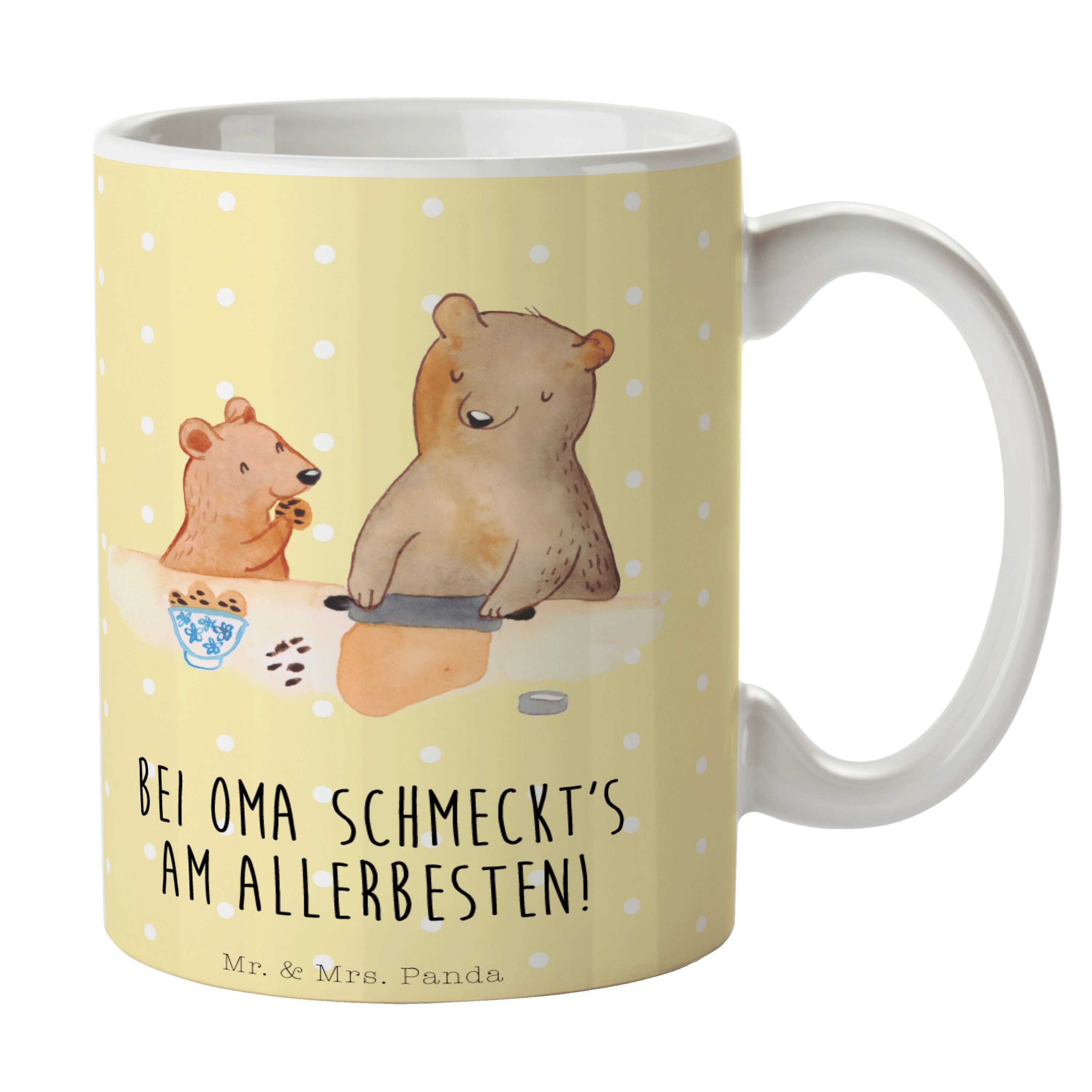 Mr. & Mrs. Panda Tasse Oma Backen, Tasse, Gelb Pastell, Großmutter Kekse, Backen, Becher, Ta, Keramik, Lieblingsoma Kaffeebecher Keramiktasse
