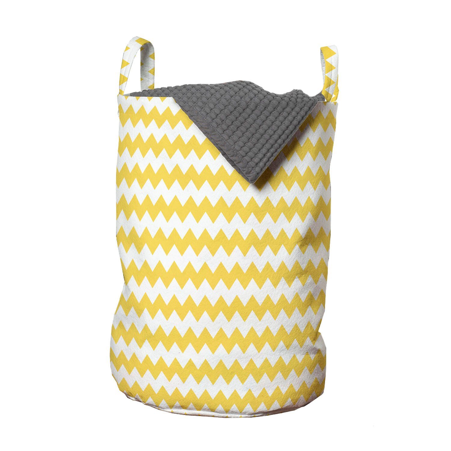 Abakuhaus Wäschesäckchen Wäschekorb mit Griffen Kordelzugverschluss für Waschsalons, Yellow Chevron Old Sharp Motiv