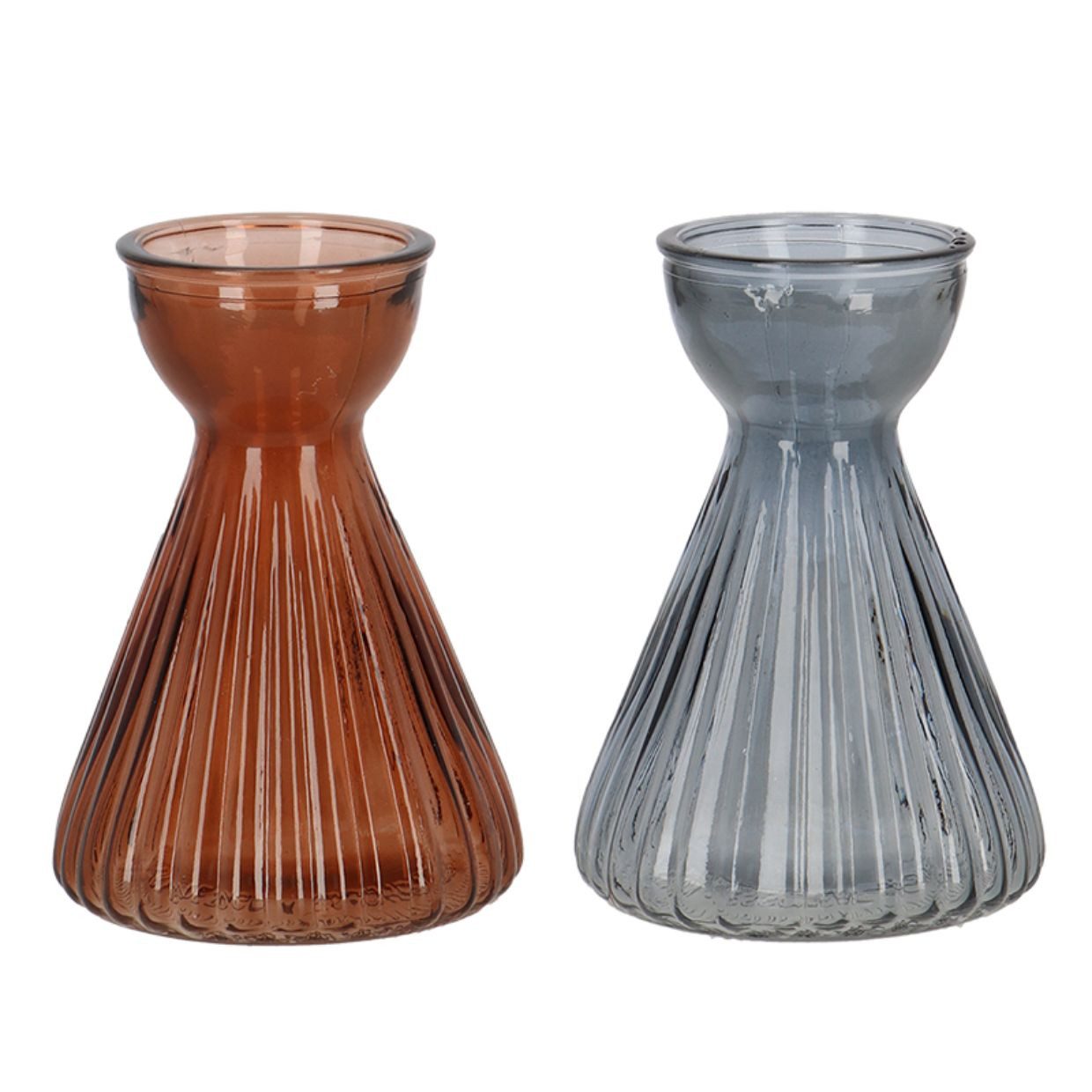 Rivanto Tischvase, Zwiebelvase geriffelt für Hyazinthen Ø9 x 13 cm Retro Vase