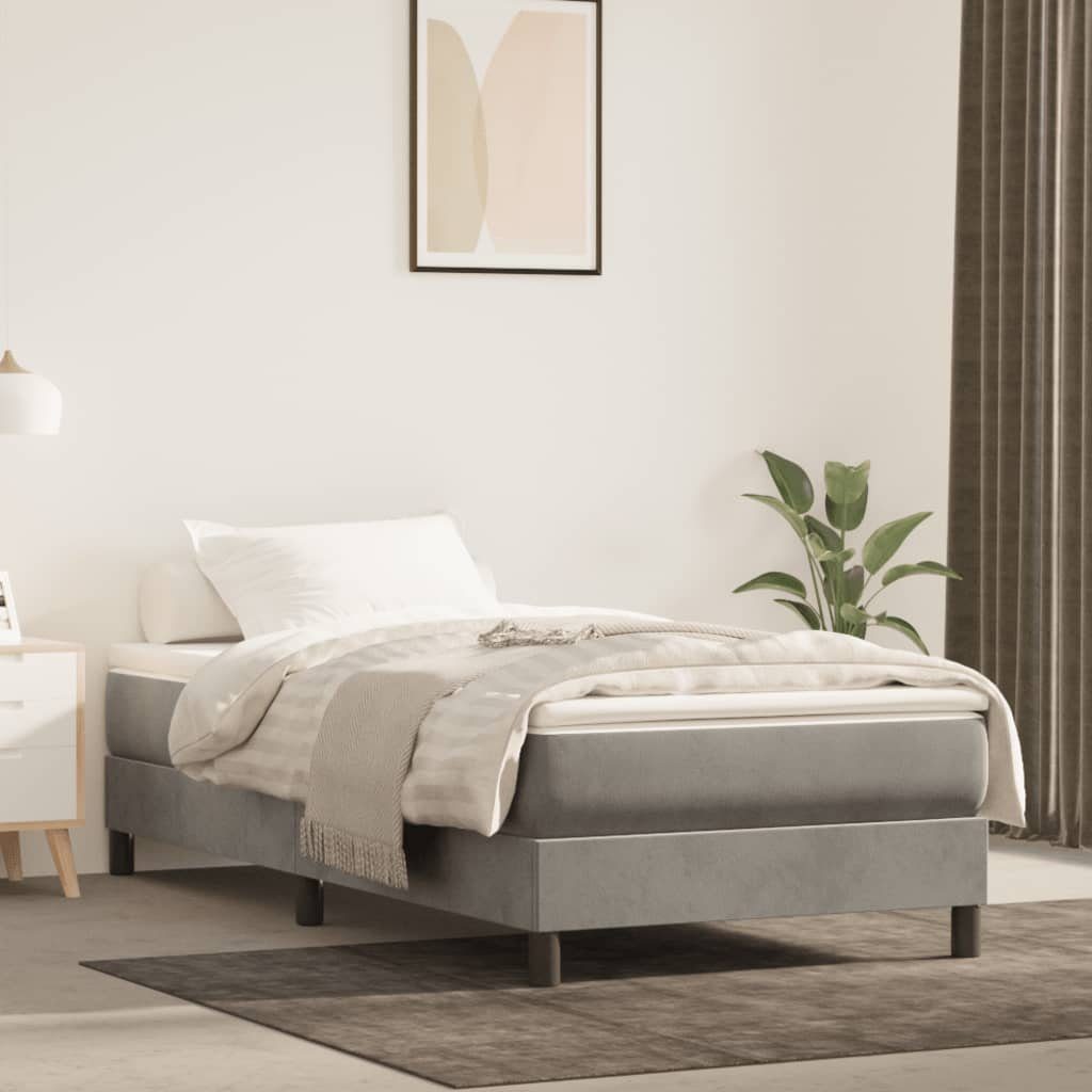 Boxspringmatratze Taschenfederkernmatratze Mittel Hellgrau 100x190x20 cm Samt, vidaXL, 20 cm hoch