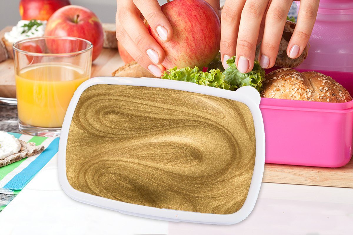 - Lunchbox für Snackbox, Kunststoff, Erwachsene, Kinder, Mädchen, rosa Brotdose Glitzer MuchoWow - Abstrakt Luxus, Kunststoff - (2-tlg), Brotbox Gold