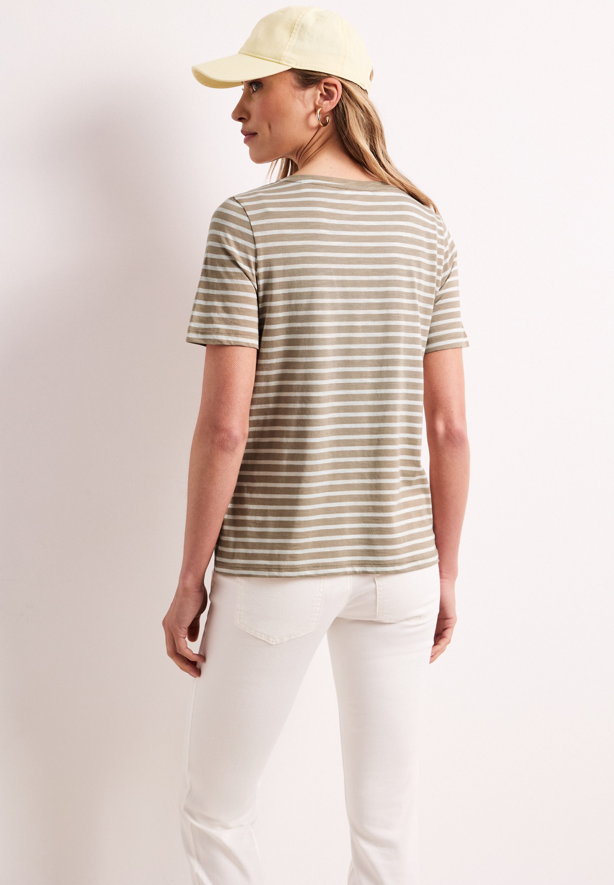 STREET ONE T-Shirt mit abgerundetem V-Ausschnitt