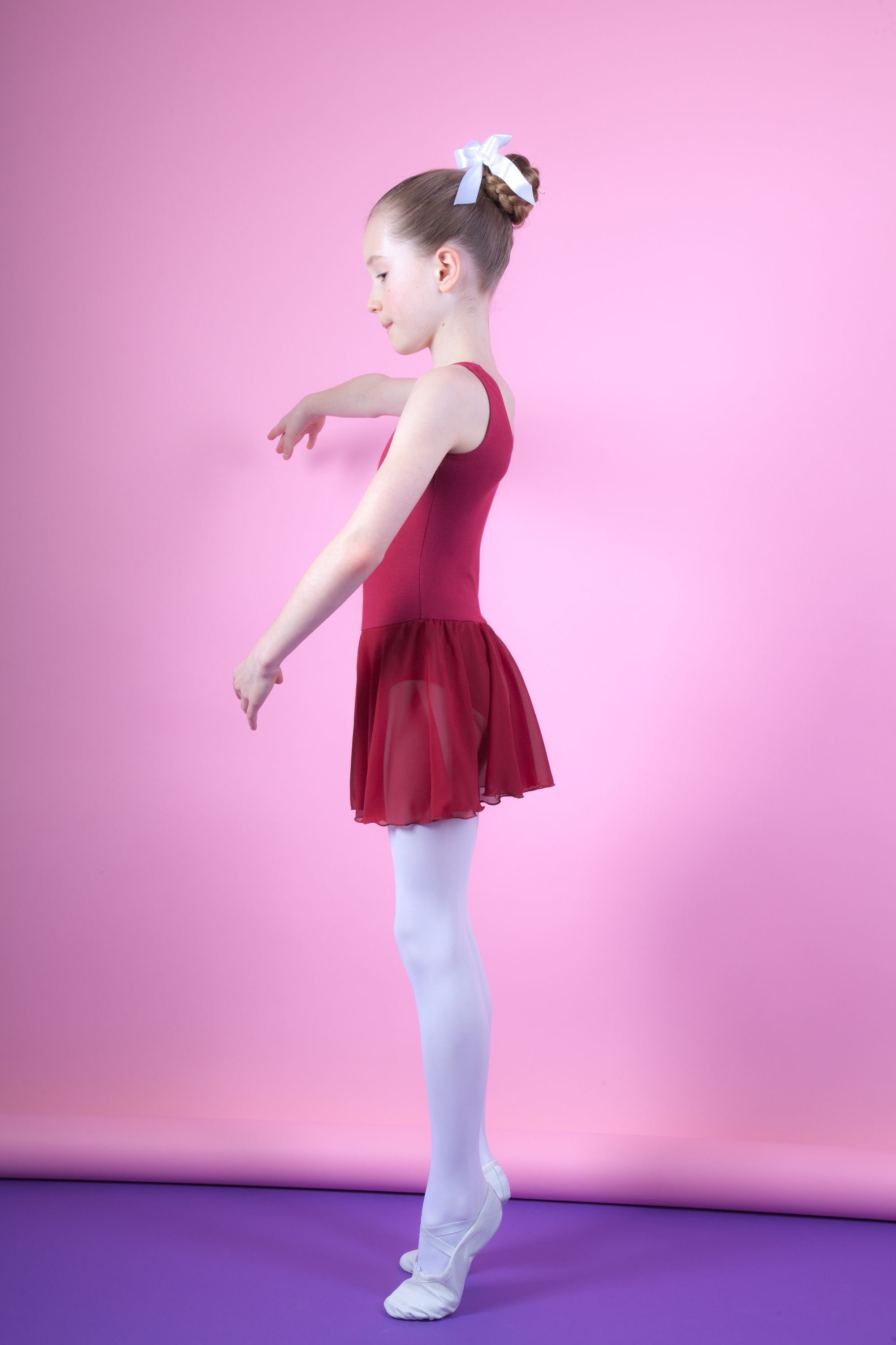 tanzmuster für Minnie wunderbar weichem Ballettkleid aus Chiffon Röckchen Mädchen mit Trikot Baumwollmaterial Chiffonkleid burgunder Ballett