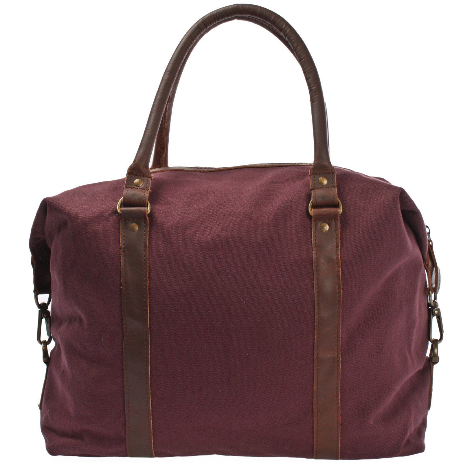 LECONI Weekender Shopper Damen Herren Sporttasche Leder Canvas LE2006, Canvas & Leder – Frontfach mit Zipper – 50×38×12 cm