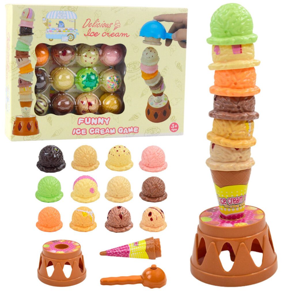 LEAN TOYS Spiel Lean Tower Of Ice Cream Colour Knobs Arcade-Spiel 17 El.