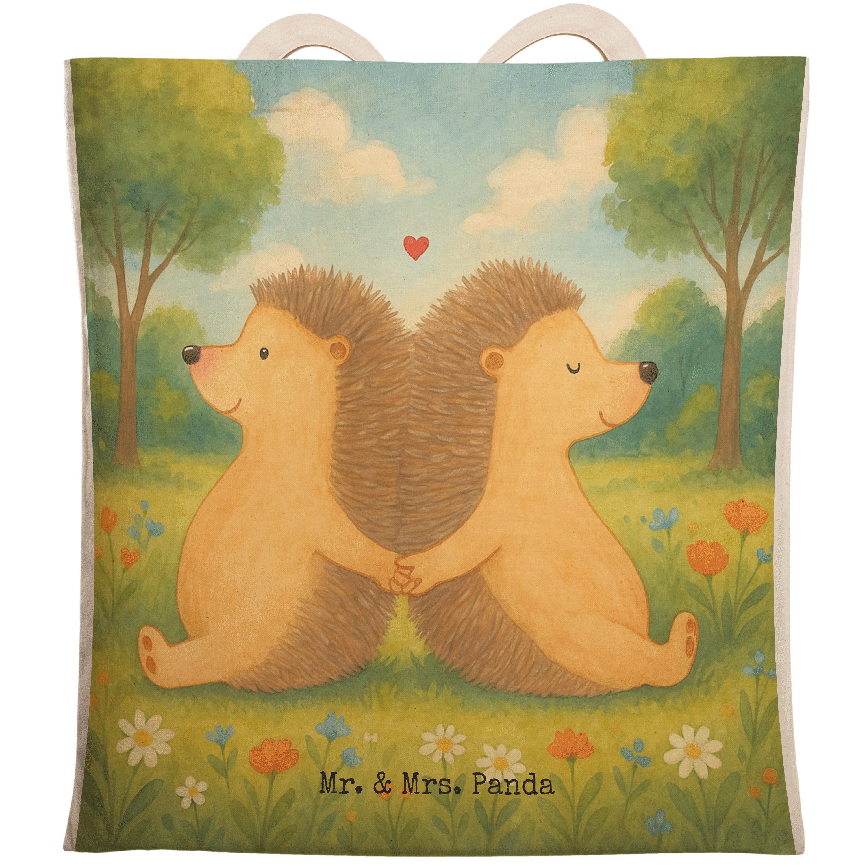 Tragetasche Igel händchenhaltend Design, Beuteltasche, Weiß, Hand in Hand, Tote B