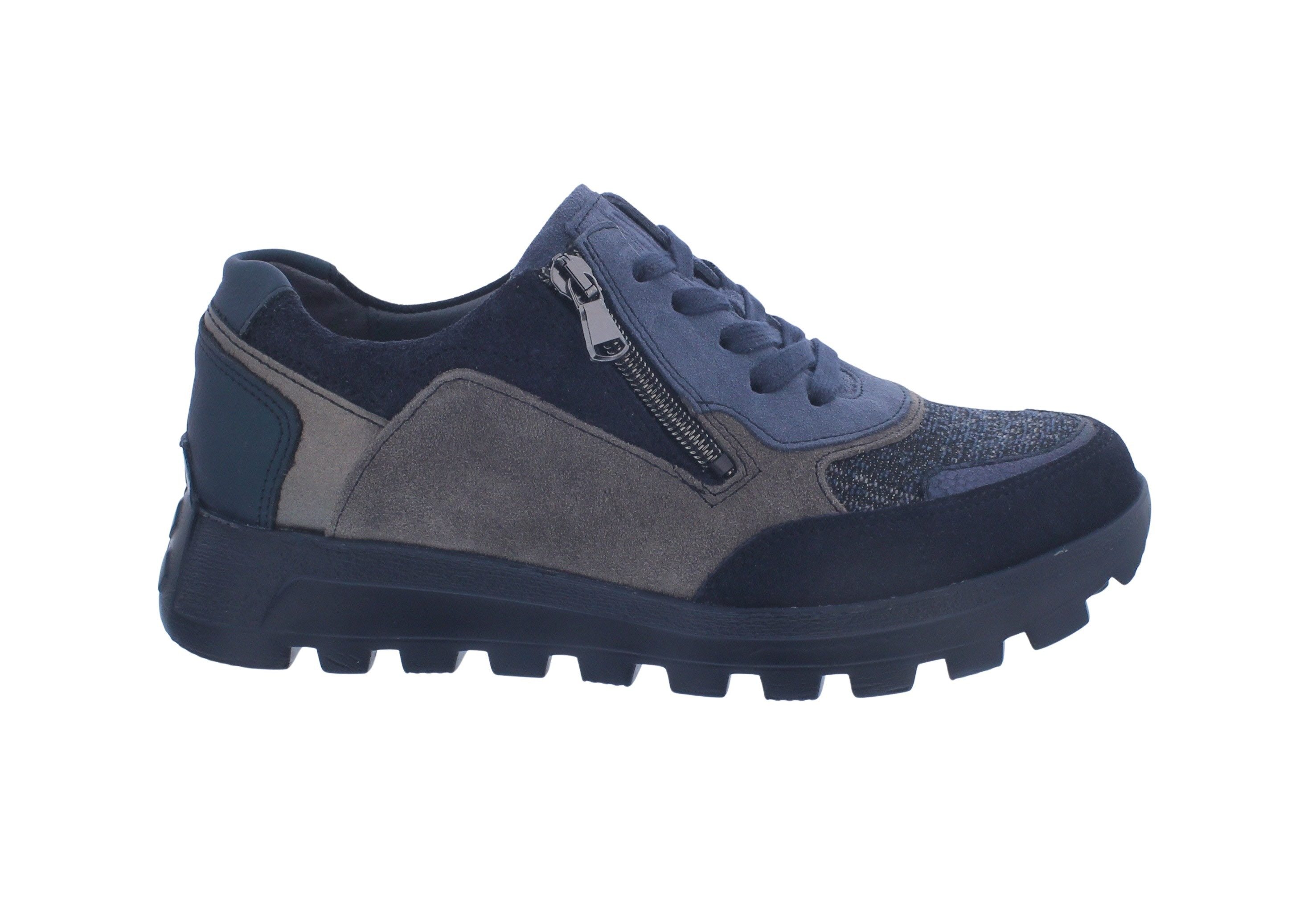 Waldläufer H-Ajala Sneaker, Veloursleder kombi., Notte Jeans, Weite H Schnürschuh