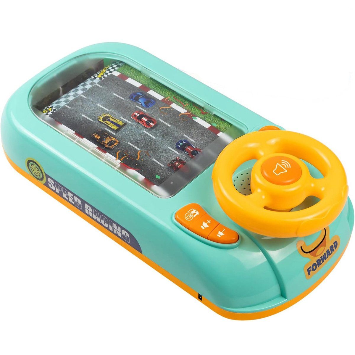 götäzer Spielzeug-Steuerrad Elektronisches Simulations-Lenkrad-Spielzeug-Fahr-Rennsimulationsspiel,  Audio-interaktives Lernspielzeug für sicheres Fahren für Kinder