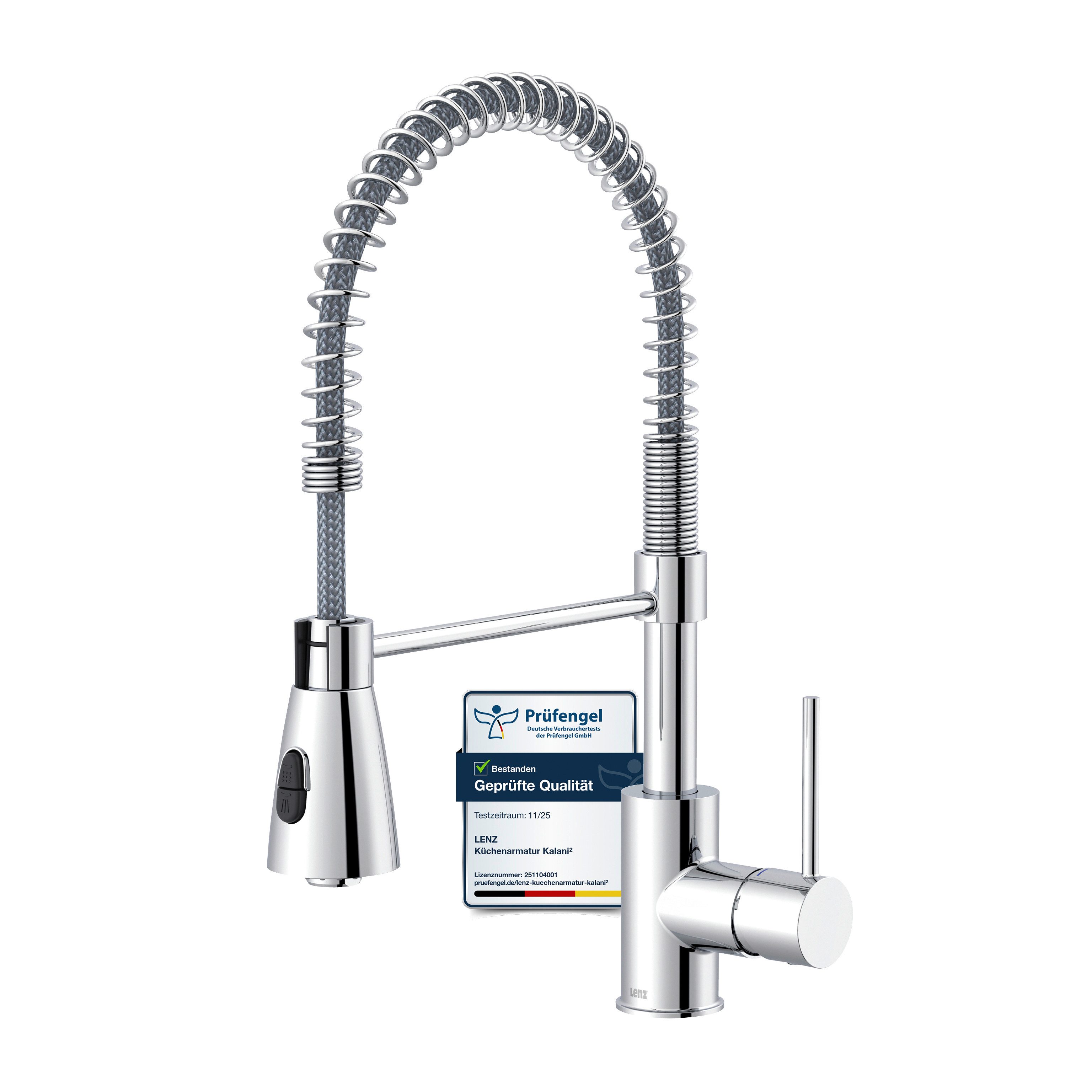 Lenz Küchenarmatur KALANI² flexible Geschirrbrause, 2 Strahlarten, 306° schwenkbar Nickelfrei, Niederdruck