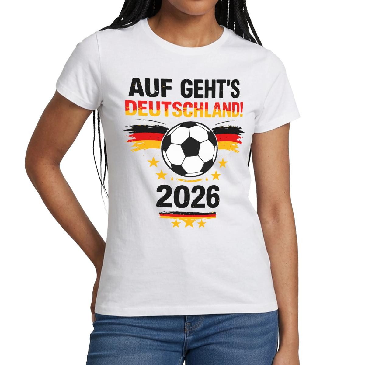 Spreadshirt T-Shirt Auf Geht's Deutschland 2026 Fußball Fan Frauen T-Shirt (1-tlg)