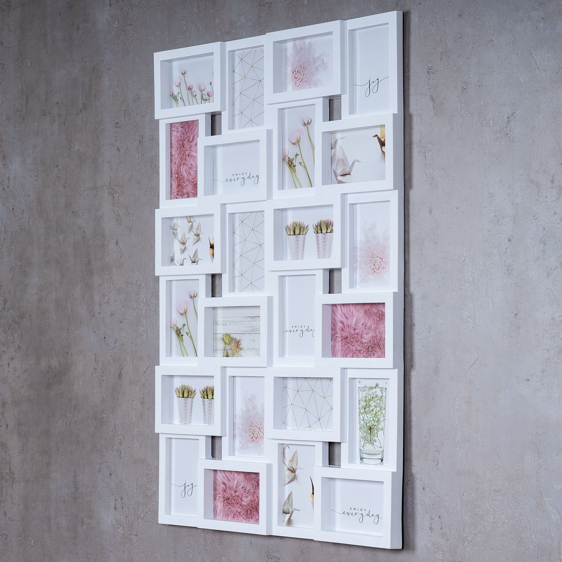 Levandeo® Bilderrahmen Collage, Bilderrahmen weiß 24 Fotos Collage Fotogalerie Fotocollage