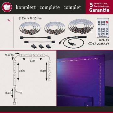 Paulmann LED-Streifen USB LED Strip TV-Beleuchtung 75 Zoll 3,1m Dynamic Rainbow RGB 5W, 1-flammig