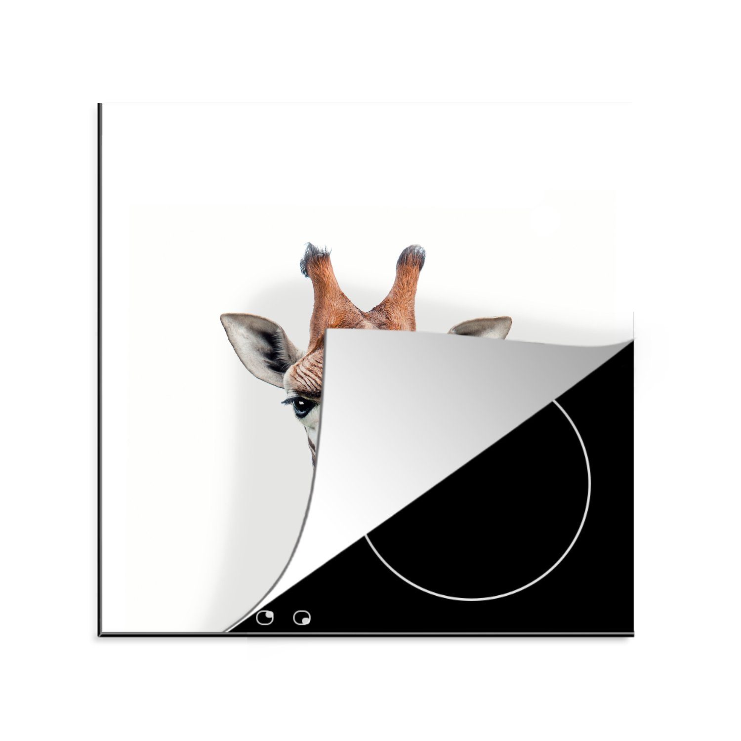 MuchoWow Herdblende-/Abdeckplatte Wildtiere - Giraffe - Kinder - Tiere, Vinyl, (1 tlg), 78x78 cm, Ceranfeldabdeckung, Arbeitsplatte für küche