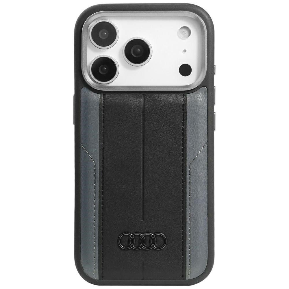 Audi Handyhülle A6 Case iPhone 17 Pro MagSafe Kunstleder schwarz Logo 6,3 Zoll, Kantenschutz