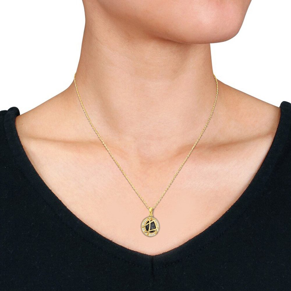 Limana Schmuckset 925 Silber Larvikit Edelstein gold Halskette Kette Ohrrin günstig online kaufen