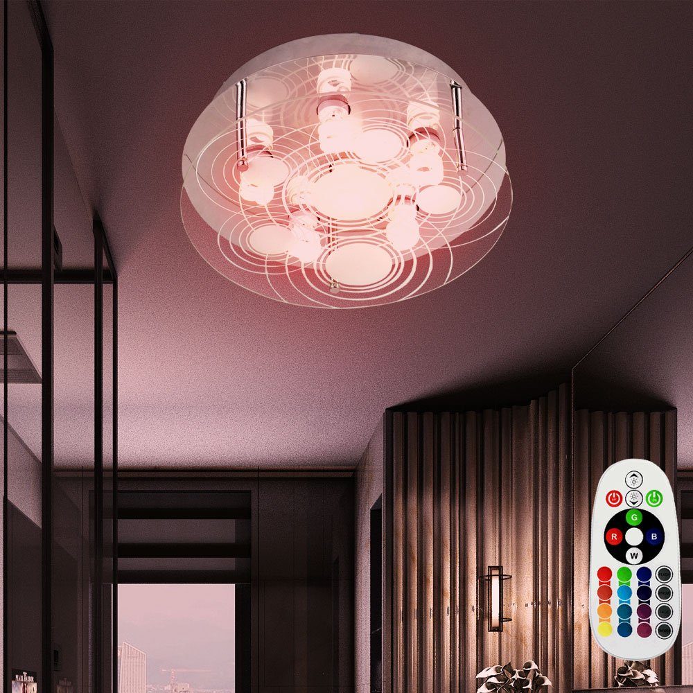 etc-shop LED Deckenleuchte, Leuchtmittel inklusive, Warmweiß, Decken Leuchte Fernbedienung Arbeits Zimmer Lampe dimmbar im Set | Deckenlampen