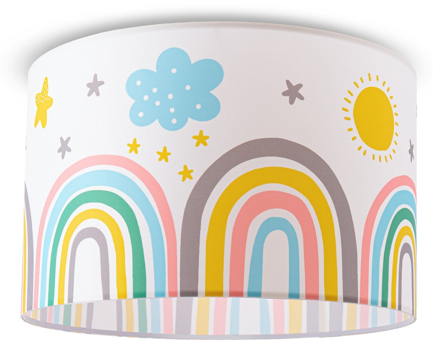 Sterne Wolken Lampe Regenbogen Sonne E27 Leuchtmittel, 462, Kinderzimmer Tweet ohne Paco Home Deckenleuchte Deckenlampe