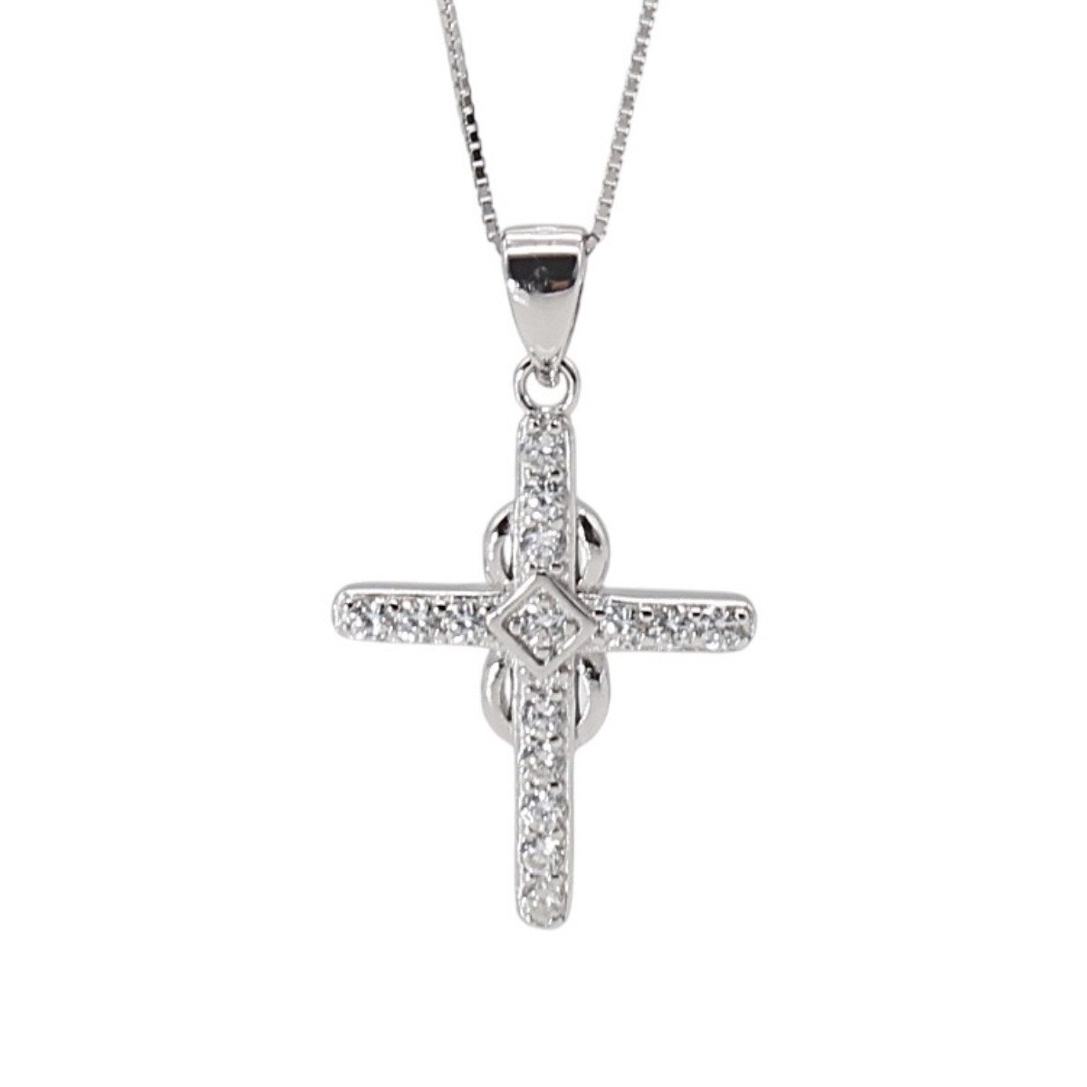 Silberkette Kette mit Jesus Kreuz Anhänger Halskette Kirchenschmuck Kreuzkette