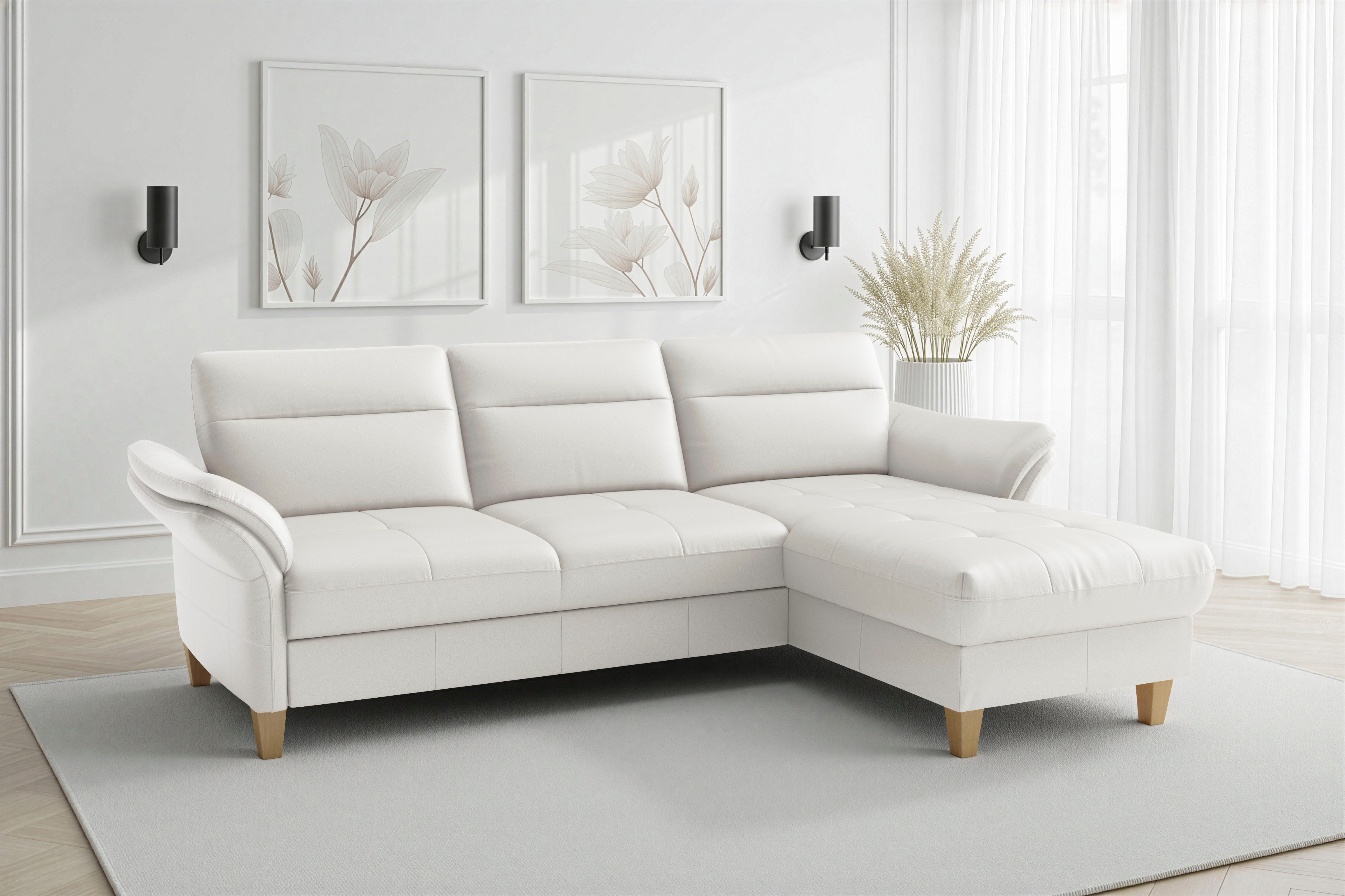 sit&more Ecksofa Pamela L-Form, Leder, B: 218 und 230 cm, optional Armteilverstellung, Schlaffunktion & Bettkasten