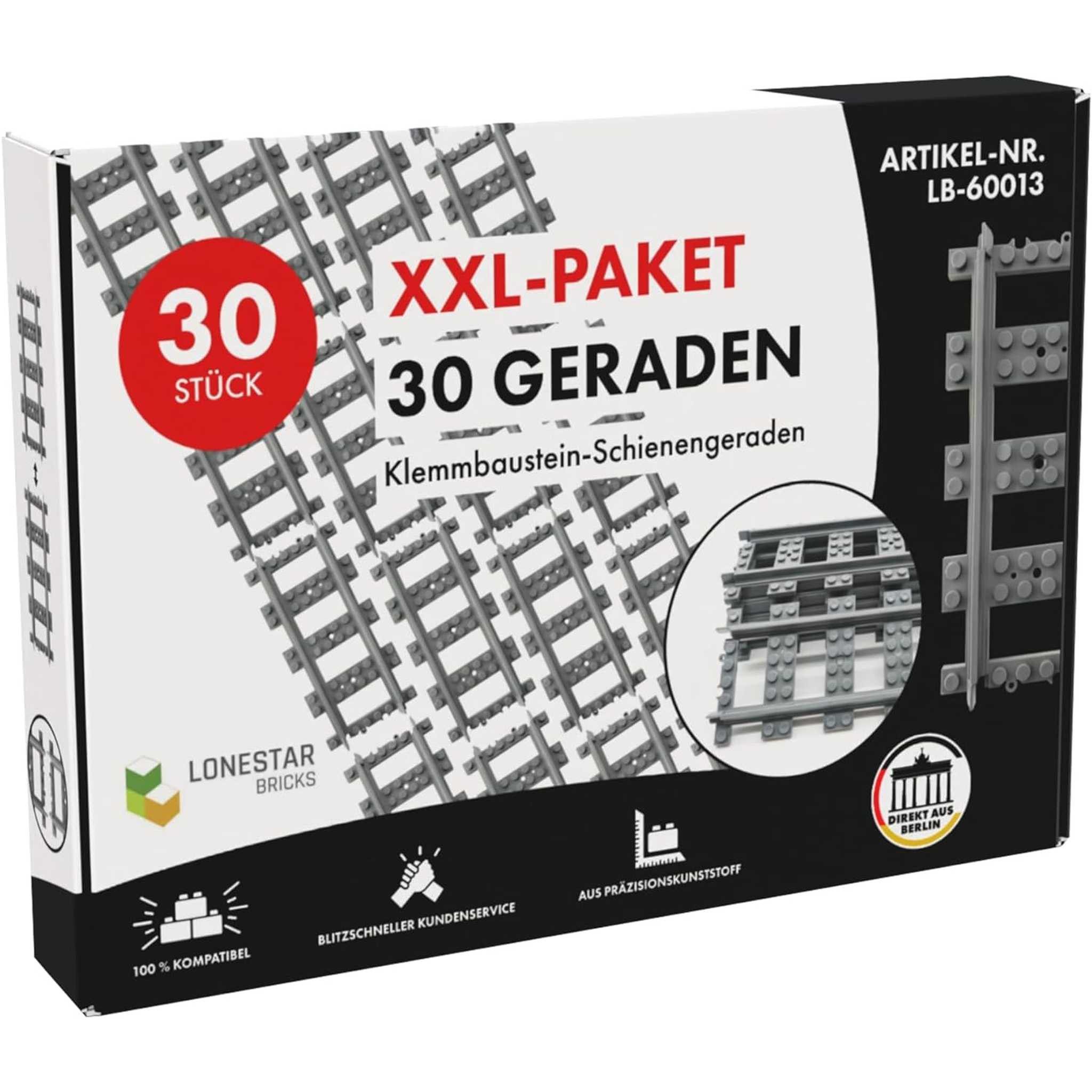 Lonestar-Bricks LB-60013 - 30 Stück Schienen Gerade (Lonestar-Bricks) Spielbausteine
