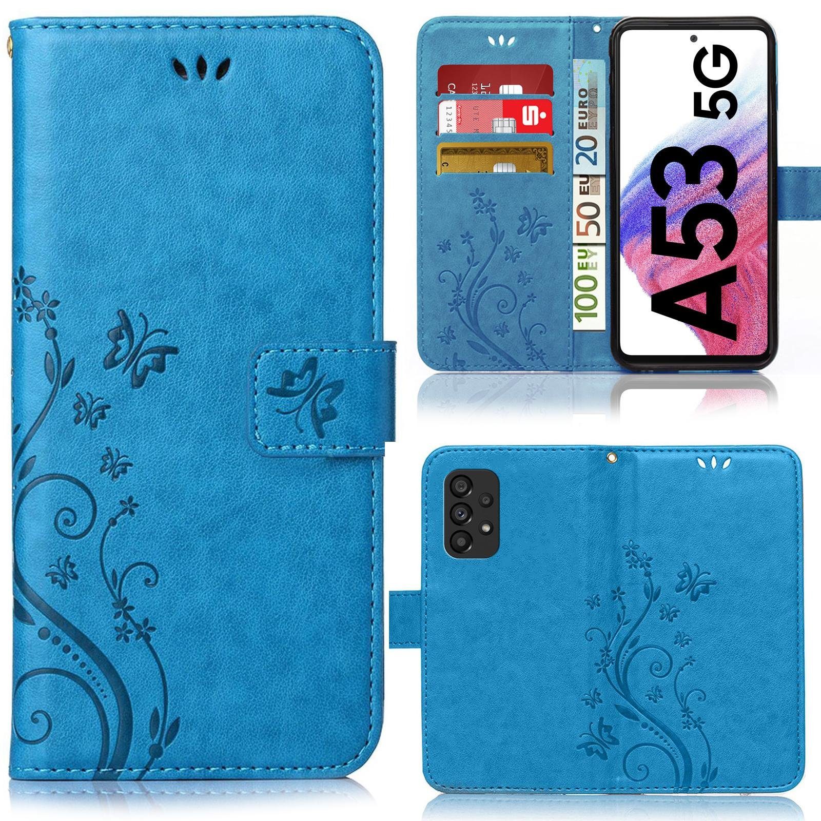 Numerva Handyhülle Bookstyle Flower Handytasche Schutzhülle für Samsung Galaxy A53 5G, Klapphülle Flip Cover Case