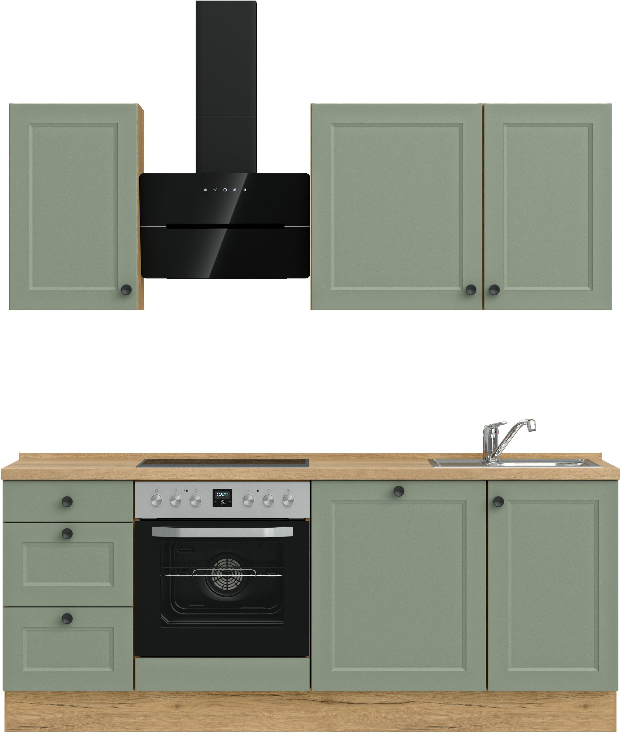 nobilia® Кухниzeile "Cascada II", vormontiert, Breite 210 cm, Ausrichtung wählbar, wahlw. mit E-Geräten