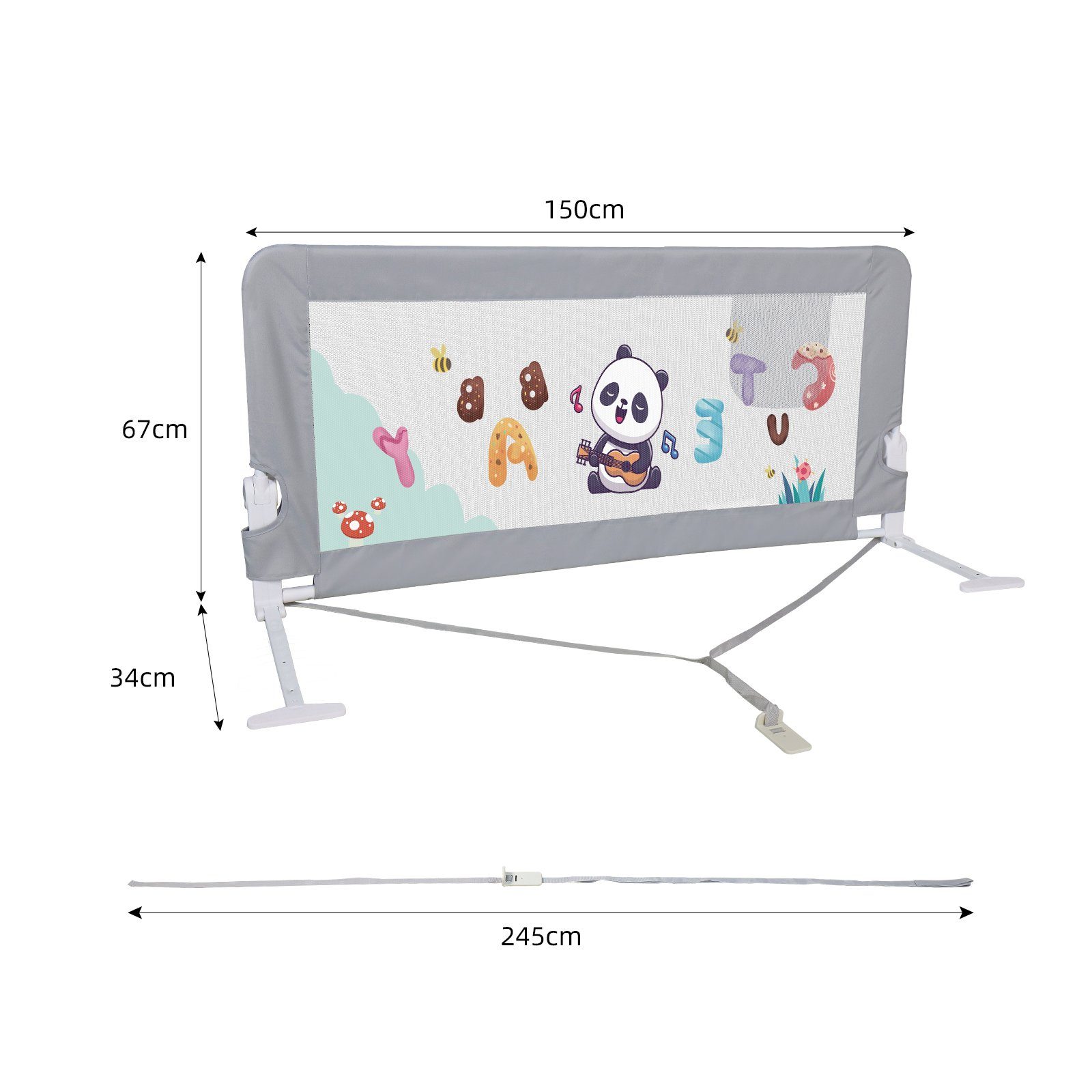 Faltbare CCLIFE Bettschutzgitter Modell mit Druck,150cm