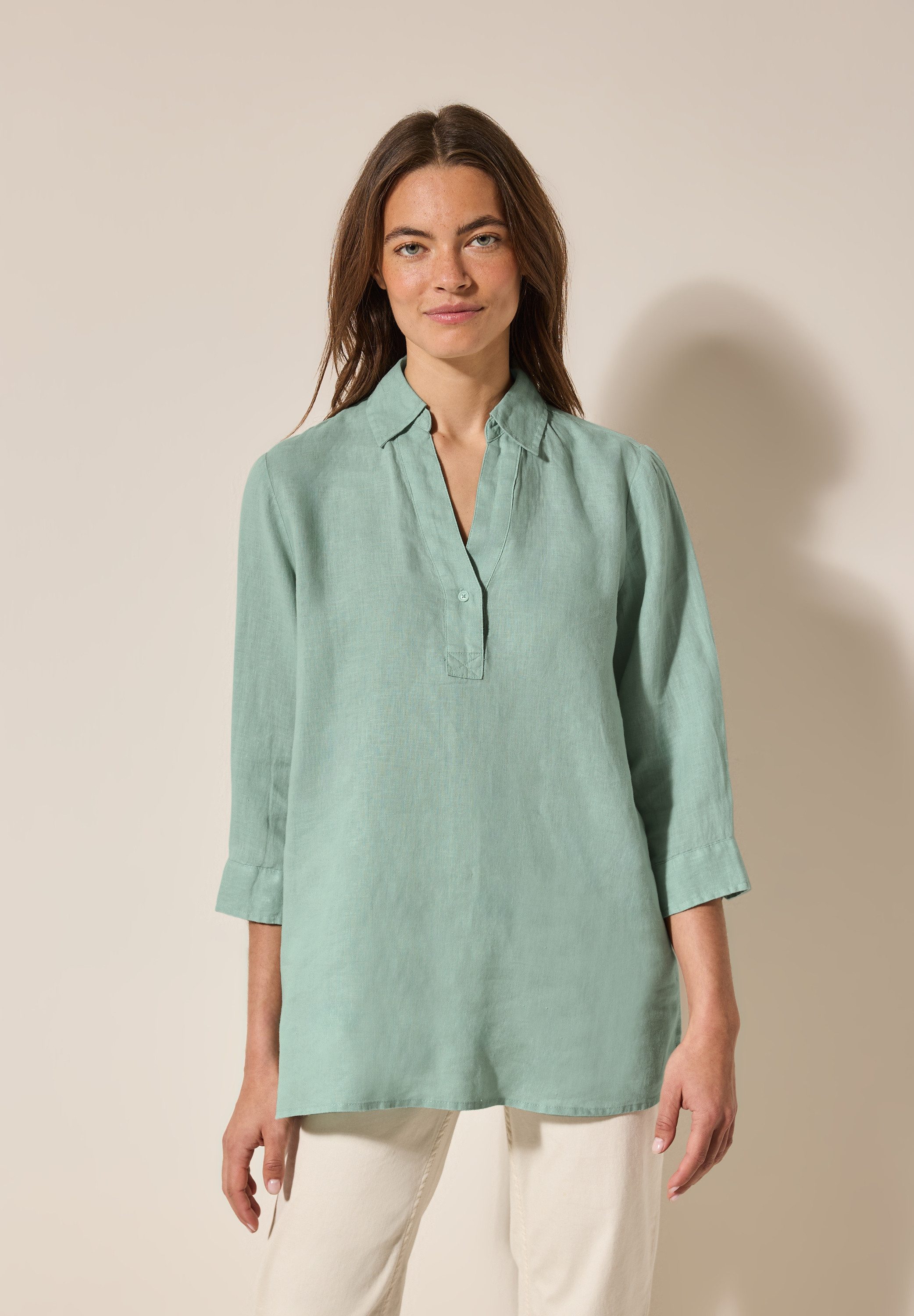 Cecil Hemdbluse, lang, mit 3/4-Arm und aus Leinen günstig online kaufen