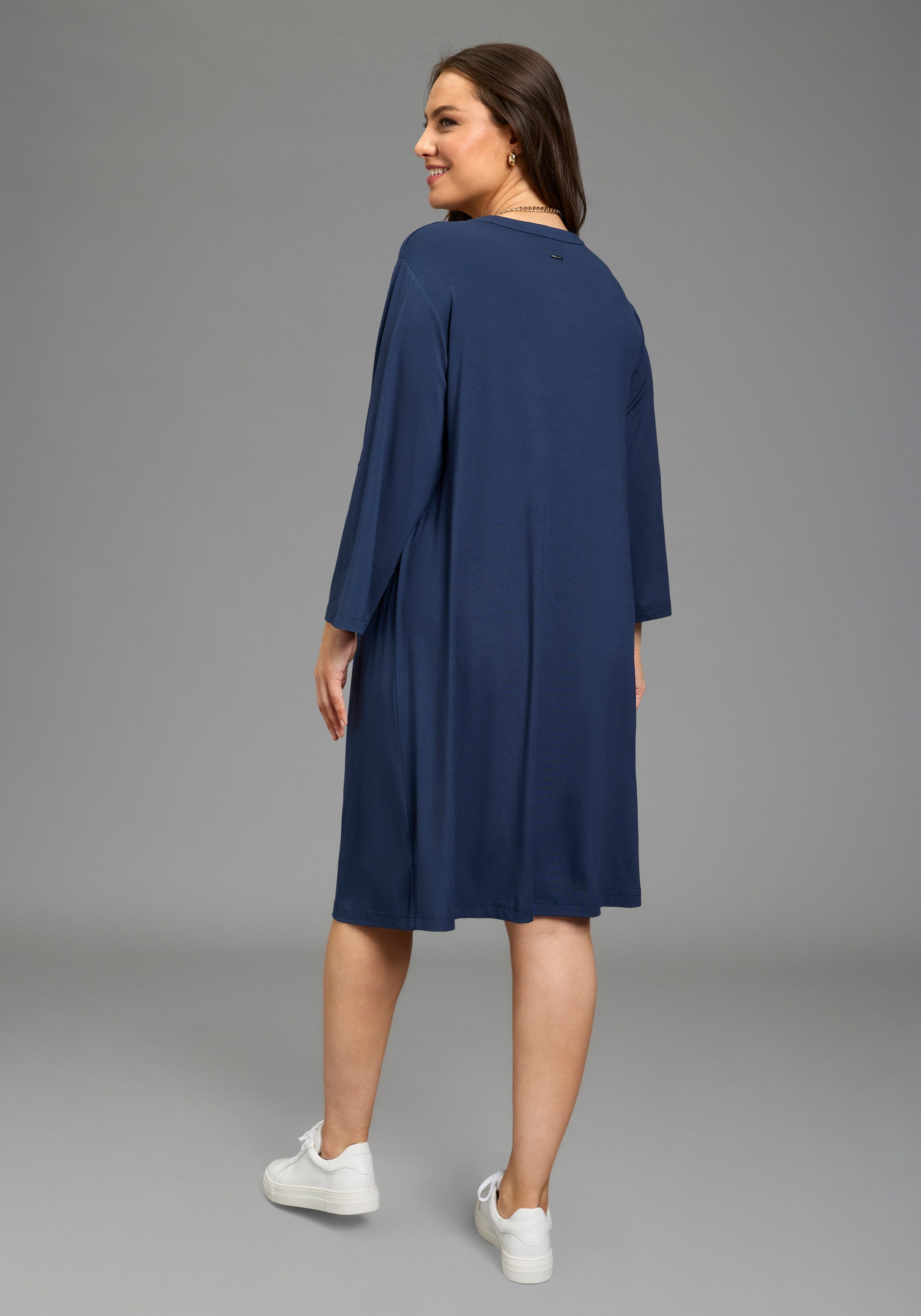 Laura Scott CURVE Jerseykleid kniefrei, 3/4-Ärmel mit krempelbarem Abschluss