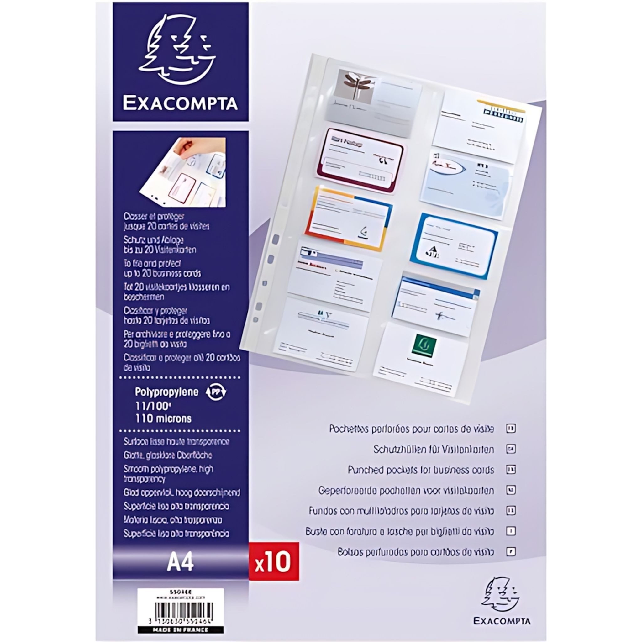 EXACOMPTA Visitenkartenhülle Exacompta Schutzhü PP 10 Visitenk gel 10St