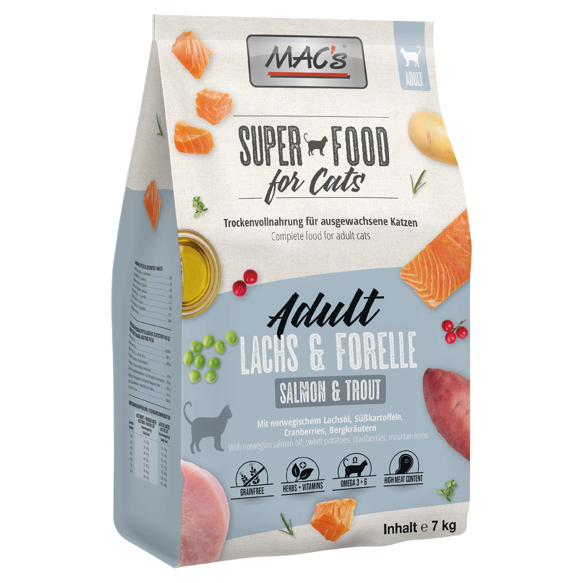 MAC'S Adult Lachs & Forelle 7 kg, Trockenfutter für: Katze
