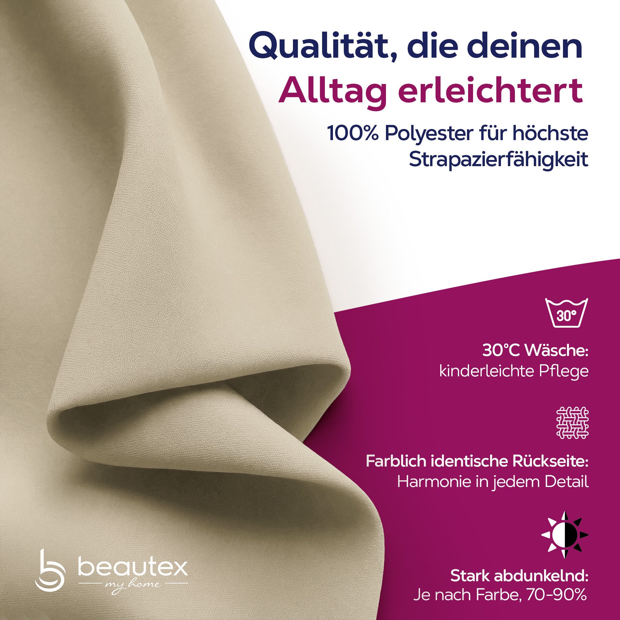 Beautex Verdunkelungsvorhang Verdunkelungsgardine Ösen Vorhang blickdicht abdunkelnd (1 St), Ösen, verdunkelnd