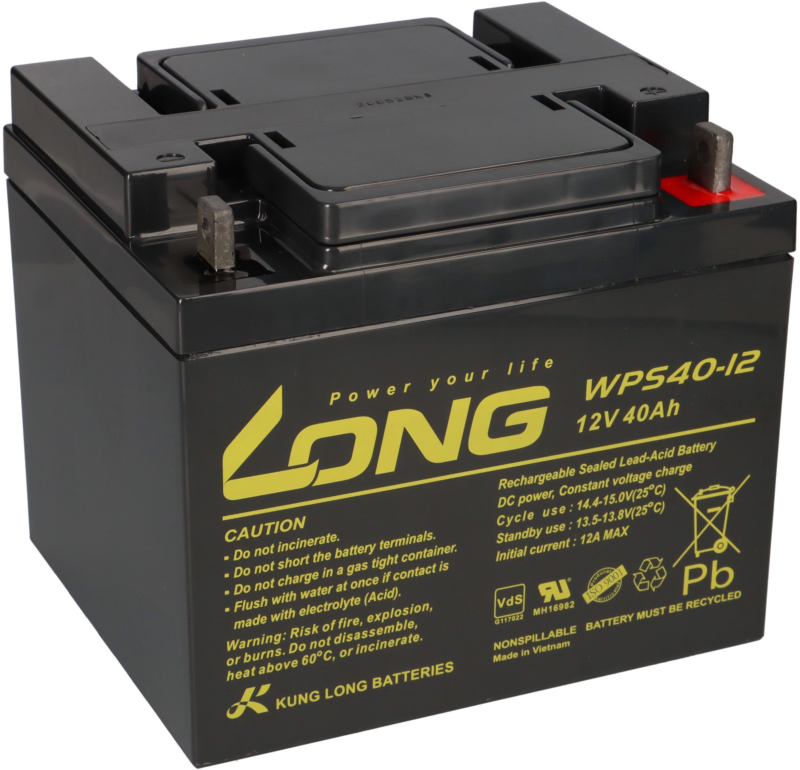 Kung Long Kung Long WPS40-12 Akku 12V 40Ah Pb Batterie Bleigel mit VDS Bleiakkus